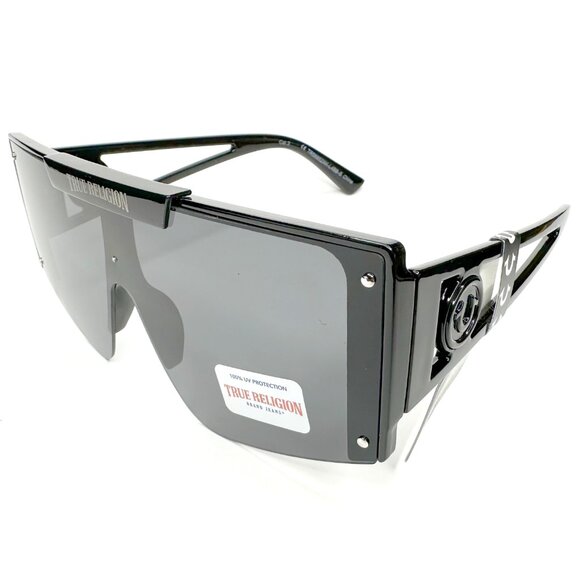 True Religion Oversized Shield Sunglasses Black Silver  display picture 1